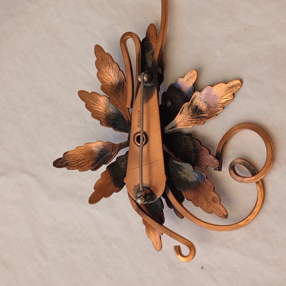 Renoir Vintage Elegant Copper Flower Brooch Casual Everyday Retro Statement Boho - Picture 12 of 15